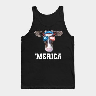Funny Cow 4th of July Merica Tank Top